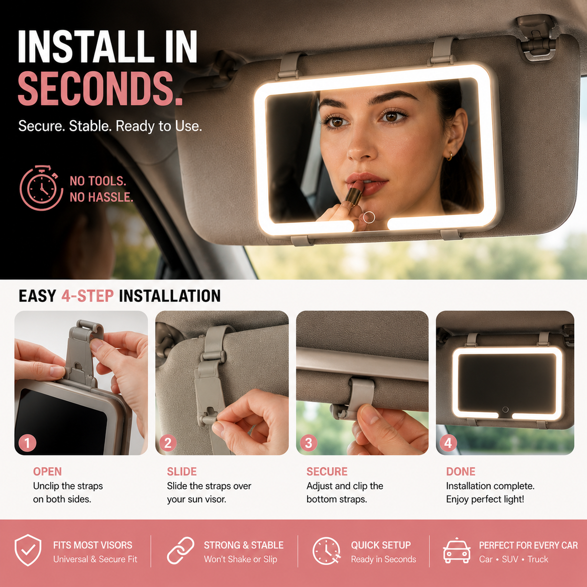 Alignora 2 Lighted Car Visor Mirror